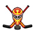 Sports sign with a hockey goalkeeper helmet. Royalty Free Stock Photo